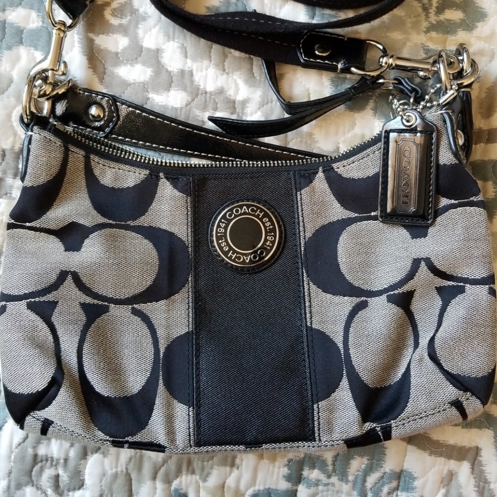 Coach Demi Convertible Black & Grey Crossbody Bag